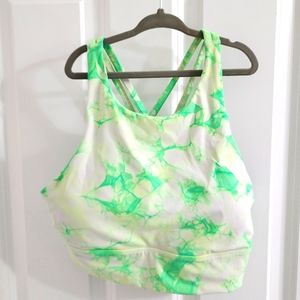 Shibori Green High Neck Long Line Energy Bra